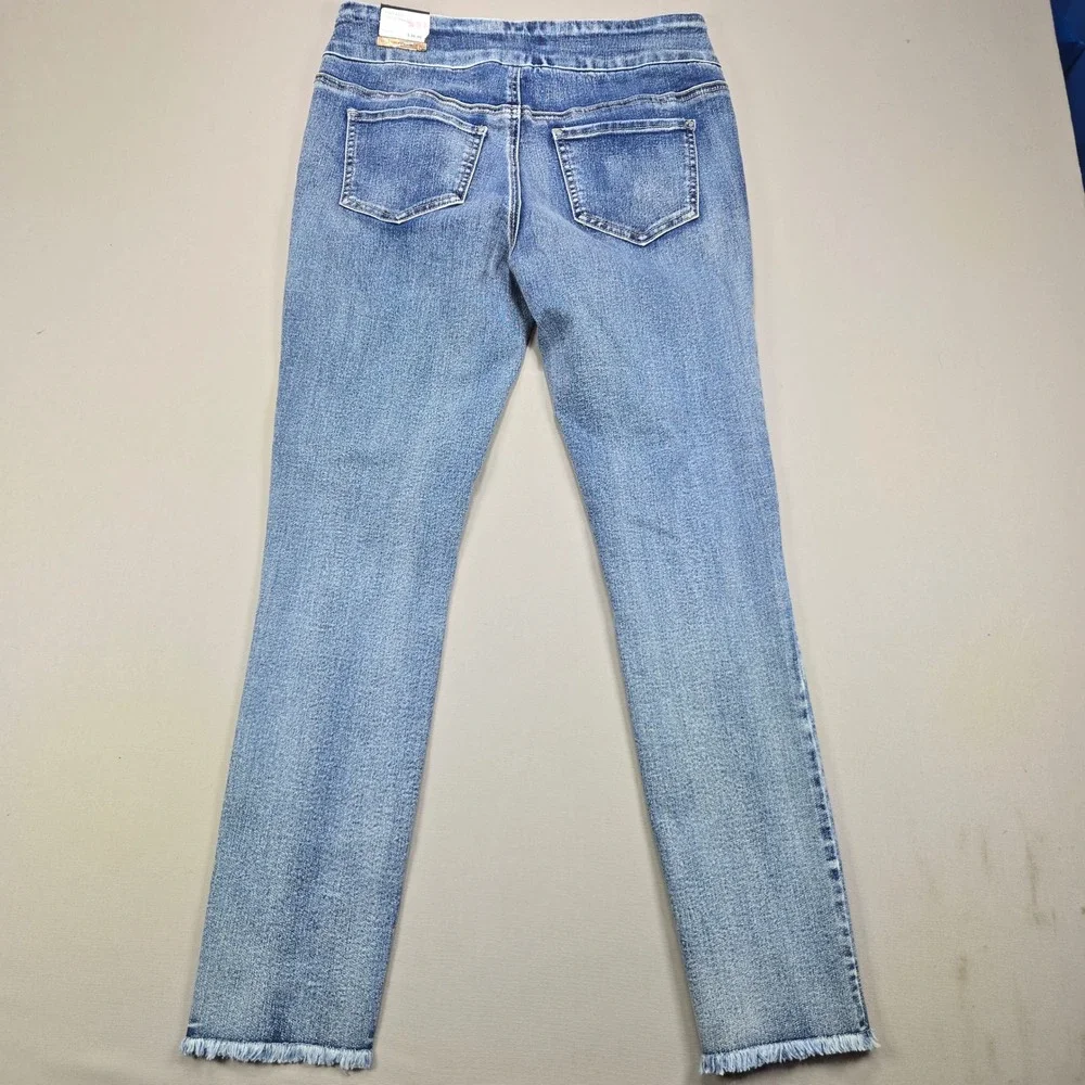 GG Jeans Ankle Pants Floral Embroidered Sequin Light Wash Blue Women Size 8 - Picture 2 of 15